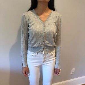 Grey cardigan with silver buttons